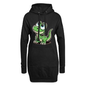 T-Rex Baby Babydino süßer Blick Geschenk - Hoodie-Kleid - Schwarz - Vorne
