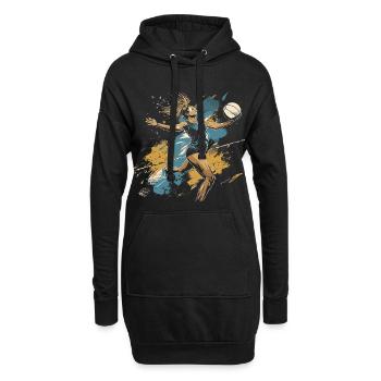 Volleyballspielerin Graffiti - Hoodie-Kleid - Schwarz - Vorne