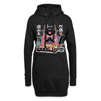 Sushi Cat Kimono Maki Nigiri Cadeau - Sweat-shirt à capuche long Femme - noir - Devant
