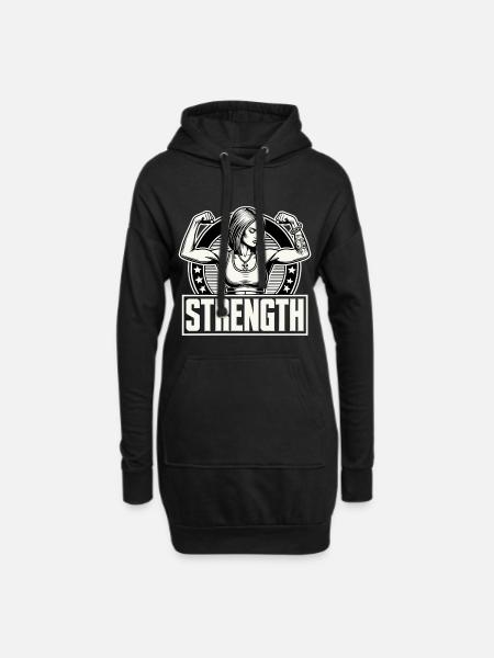 Stärke starke Frau spannt Muskeln an Geschenk - Hoodie-Kleid - Schwarz