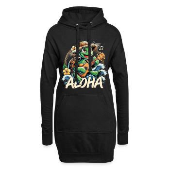 Aloha tortue ukulélé hawaï mer cadeau - Sweat-shirt à capuche long Femme - noir - Devant