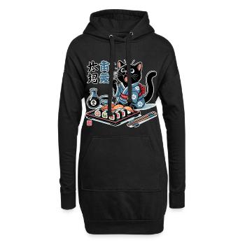 Sushi Chat Noir Kimono Maki Nigiri Cadeau - Sweat-shirt à capuche long Femme - noir - Devant