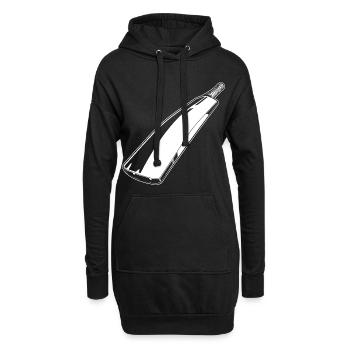 Kricketschläger Zeichnung - Hoodie-Kleid - Schwarz - Vorne