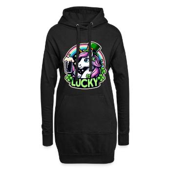 St. Patrick's Day Leprechaun Unicorn Happy - Hoodie Dress - black - Front