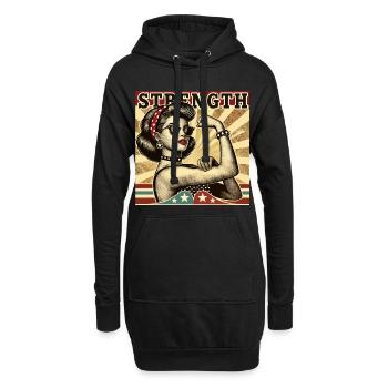 Strength Strong Cool Woman Rockabilly Gift - Hoodie Dress - black - Front