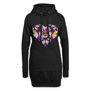 Explosion de couleurs en cœur - Sweat-shirt à capuche long Femme - noir - Devant