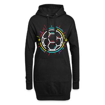Fußball Ball Zeichnung - Hoodie-Kleid - Schwarz - Vorne