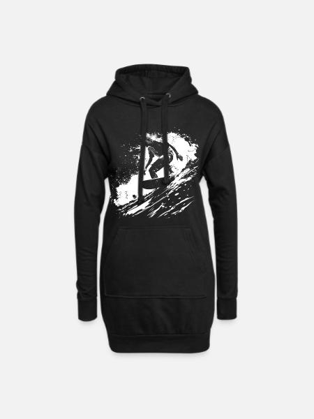 Surfing - Hoodie Dress - black