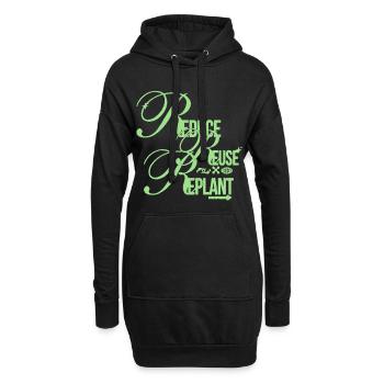 Reduce Reuse Replant Statement - Hoodie-Kleid - Schwarz - Vorne