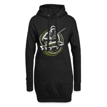 Angeln Angler Forelle Riesenfisch Geschenk - Hoodie-Kleid - Schwarz - Vorne