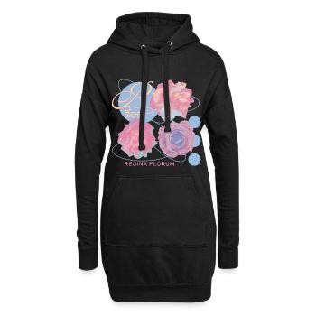 Regina Florum – Design de rose inhabituel - Sweat-shirt à capuche long Femme - noir - Devant