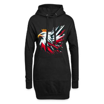 Pologne Polska Aigle Drapeau Géométrie Cadeau - Sweat-shirt à capuche long Femme - noir - Devant