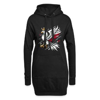 Pologne Polska Aigle Drapeau Géométrie Cadeau - Sweat-shirt à capuche long Femme - noir - Devant