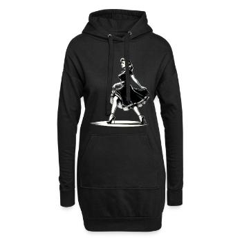 Rockabilly Style Femme Robe Pompes Cadeau Rétro - Sweat-shirt à capuche long Femme - noir - Devant