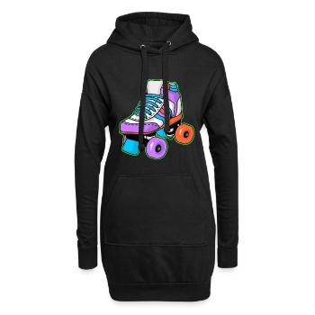 Rollschuh Schlittschuhläufer - Hoodie-Kleid - Schwarz - Vorne