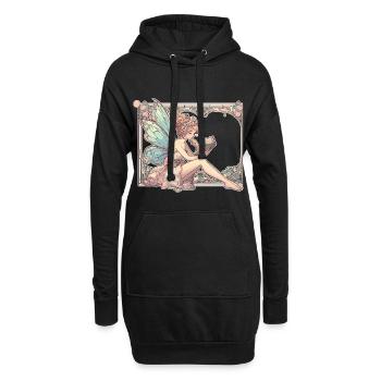 Buch Bücher Lesen Fee Elfe Art Nouveau Geschenk - Hoodie-Kleid - Schwarz - Vorne