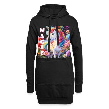 Licorne magique aux couleurs de l’arc-en-ciel animal de pouvoir - Sweat-shirt à capuche long Femme - noir - Devant