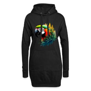 Bunter Ara und Dschungel: Exotisches und lebendiges Design - Hoodie-Kleid - Schwarz - Vorne