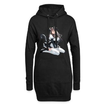 Chat Costume Belle Femme Cosplay Cadeau - Sweat-shirt à capuche long Femme - noir - Devant