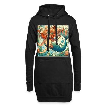 Meerjungfrau Nixe roten Haare Art Nouveau Geschenk - Hoodie-Kleid - Schwarz - Vorne