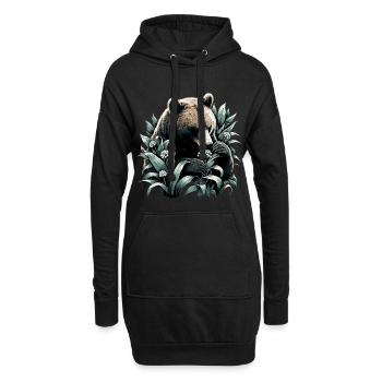 Cadeau Bear Eats Wild Garlic - Sweat-shirt à capuche long Femme - noir - Devant