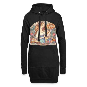 Pizzaïolo Art Nouveau Délicieux Cadeau Pizza - Sweat-shirt à capuche long Femme - noir - Devant