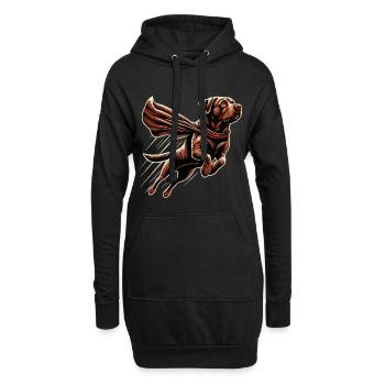 Super chien labrador brun Labi Labbi cadeau - Sweat-shirt à capuche long Femme - noir - Devant