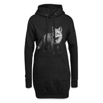 Ein Fuchs - Hoodie-Kleid - Schwarz - Vorne