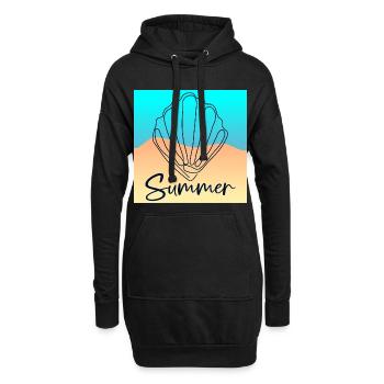 Line Art Coquillage - Plage d’été - Sweat-shirt à capuche long Femme - noir - Devant