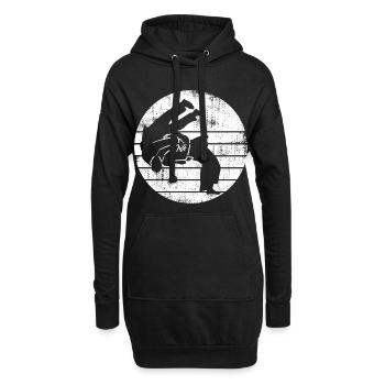 Dessin de judoka - Sweat-shirt à capuche long Femme - noir - Devant