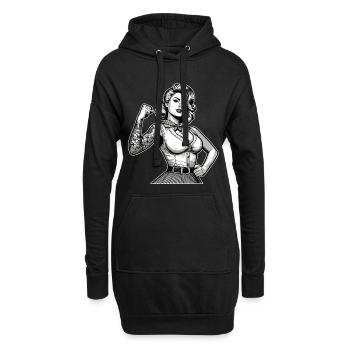 Strength Strong Woman Rockabilly Tattoo Gift - Hoodie Dress - black - Front