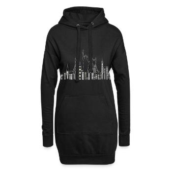 New Yorker Wolkenkratzer mit Freiheitsstatue - Hoodie-Kleid - Schwarz - Vorne