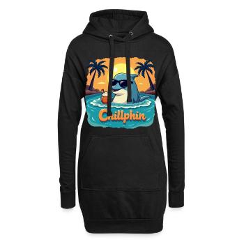 Chillphin – Entspann dich wie ein Delfin - Hoodie-Kleid - Schwarz - Vorne