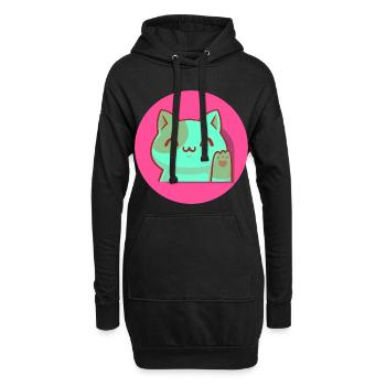 Chibi Kawaii Katze, Glücksbringer, Popart pink - Hoodie-Kleid - Schwarz - Vorne
