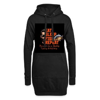 Carpe : Eat, Sleep, Fish and Repeat... - Sweat-shirt à capuche long Femme - noir - Devant