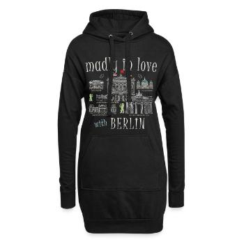Berlin, Dessin À La Main - Sweat-shirt à capuche long Femme - noir - Devant
