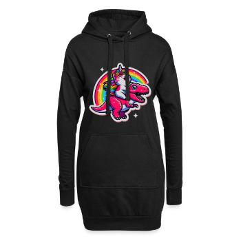 licorne colorée t-rex fusion illustration - Sweat-shirt à capuche long Femme - noir - Devant