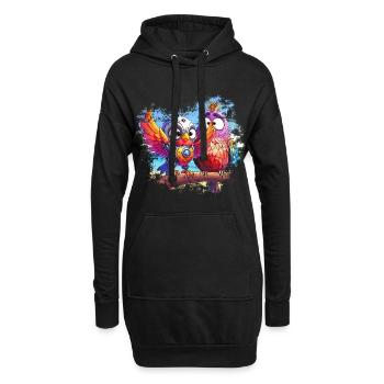 Strandroboter Vögel, Licht, Freude, Farben - Hoodie-Kleid - Schwarz - Vorne