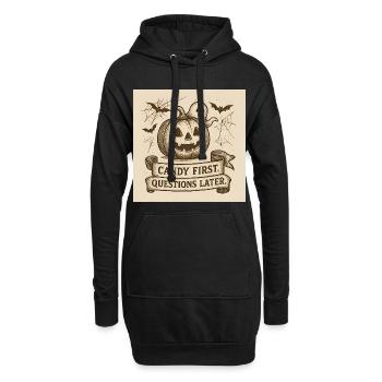 Citrouille d’Halloween avec fantôme et bannière - Sweat-shirt à capuche long Femme - noir - Devant