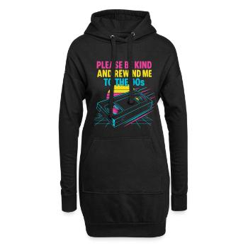 Retro 90er Jahre Kassette und Sunset Design - Hoodie-Kleid - Schwarz - Vorne