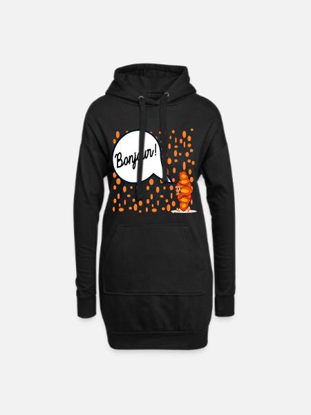 Hallo Französisches Croissant Frankreich - Hoodie-Kleid - Schwarz