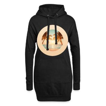 Sonnenuntergang am Palmenstrand - Hoodie-Kleid - Schwarz - Vorne