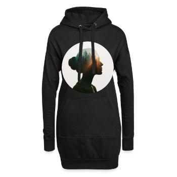 Motif féminin amoureux de la nature - Sweat-shirt à capuche long Femme - noir - Devant