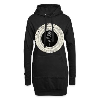 Mikrofon Musiknoten Kunst - Hoodie-Kleid - Schwarz - Vorne