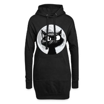 Mondkatze Mitternacht - Hoodie-Kleid - Schwarz - Vorne