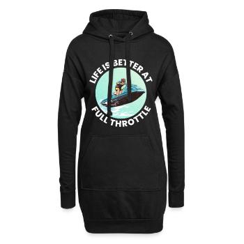 Das Leben ist besser auf dem Vollgas-Jetski - Hoodie-Kleid - Schwarz - Vorne