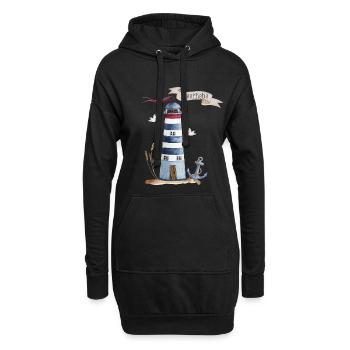 Leuchtturm mit Meerestieren und Banner - Hoodie-Kleid - Schwarz - Vorne