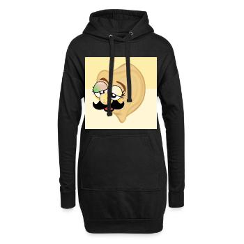 Pois chiches papa moustache - Sweat-shirt à capuche long Femme - noir - Devant
