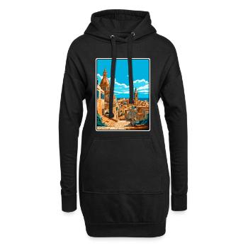 Affiche de voyage vintage à La Valette Malte Cityscape WPA - Sweat-shirt à capuche long Femme - noir - Devant
