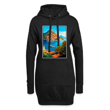 Monemvasia Griechenland Vintage-Reiseplakat Stadtbild - Hoodie-Kleid - Schwarz - Vorne
